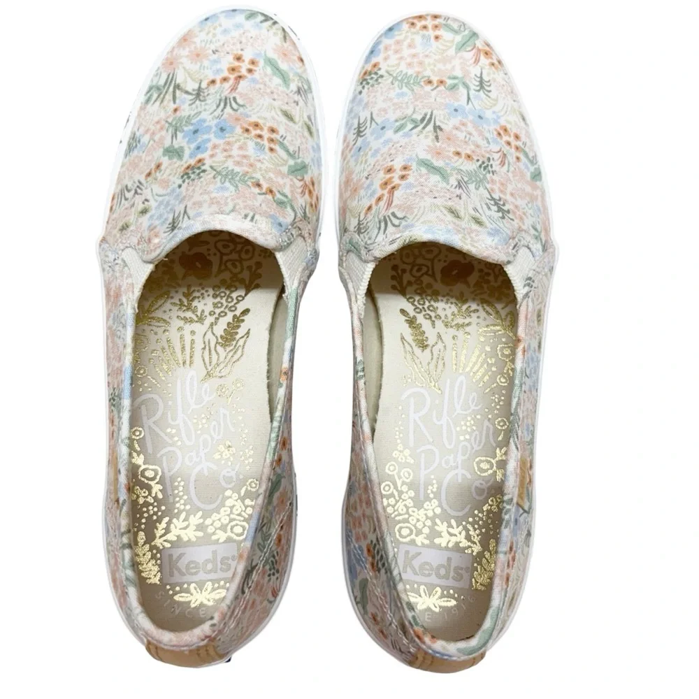 NWOT Keds x Rifle Paper Co Double Decker Meadow Sneakers Floral Casual Slip On 8 - Picture 6 of 12
